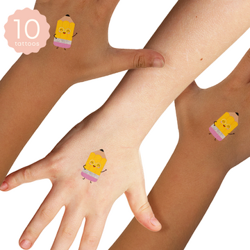 Set of 10 metallic temporary kids pencil tattoos
